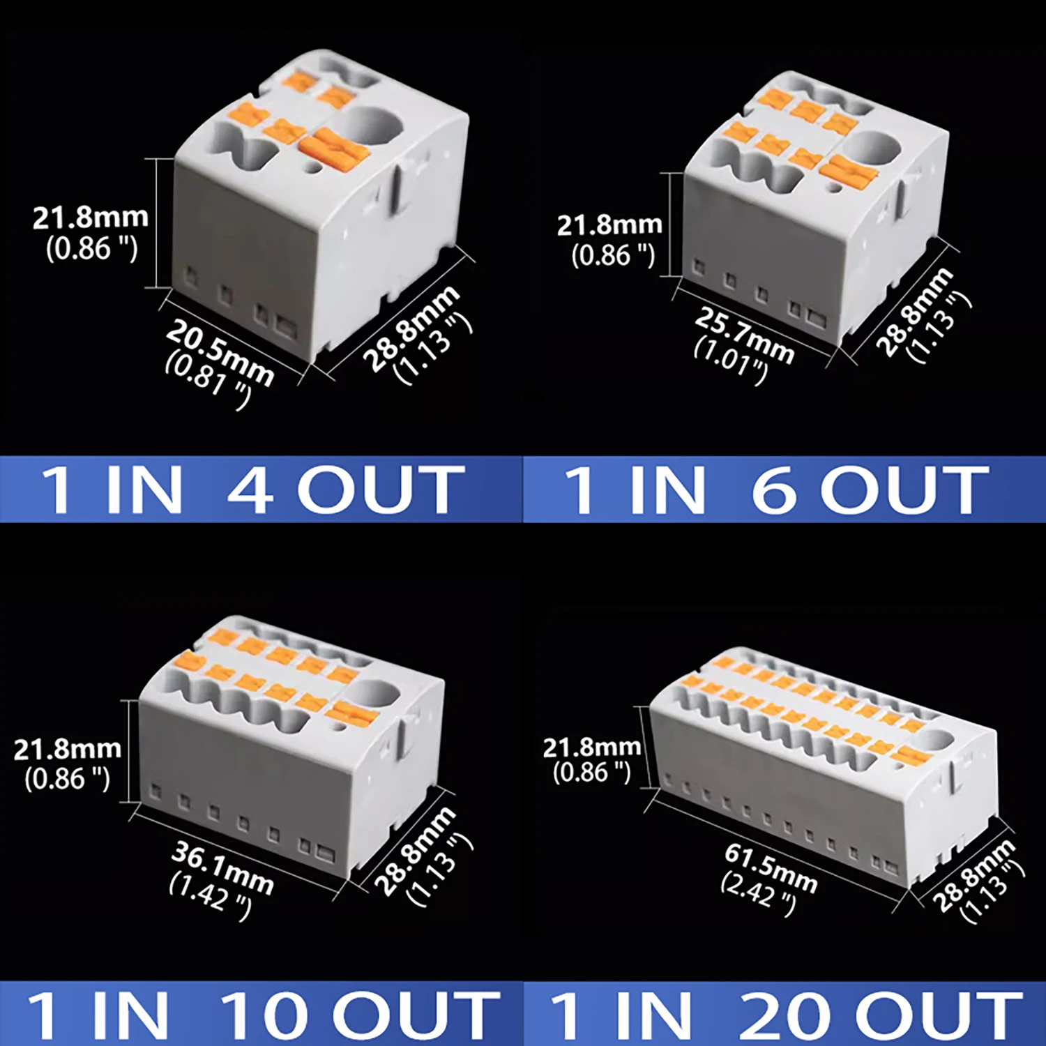 Quick Wiring Mini Track-Type Quick Junction Box |   One-In, Multiple-Out Plug-In Terminal Strip Connector, Enables Convenient Electrical Connections.