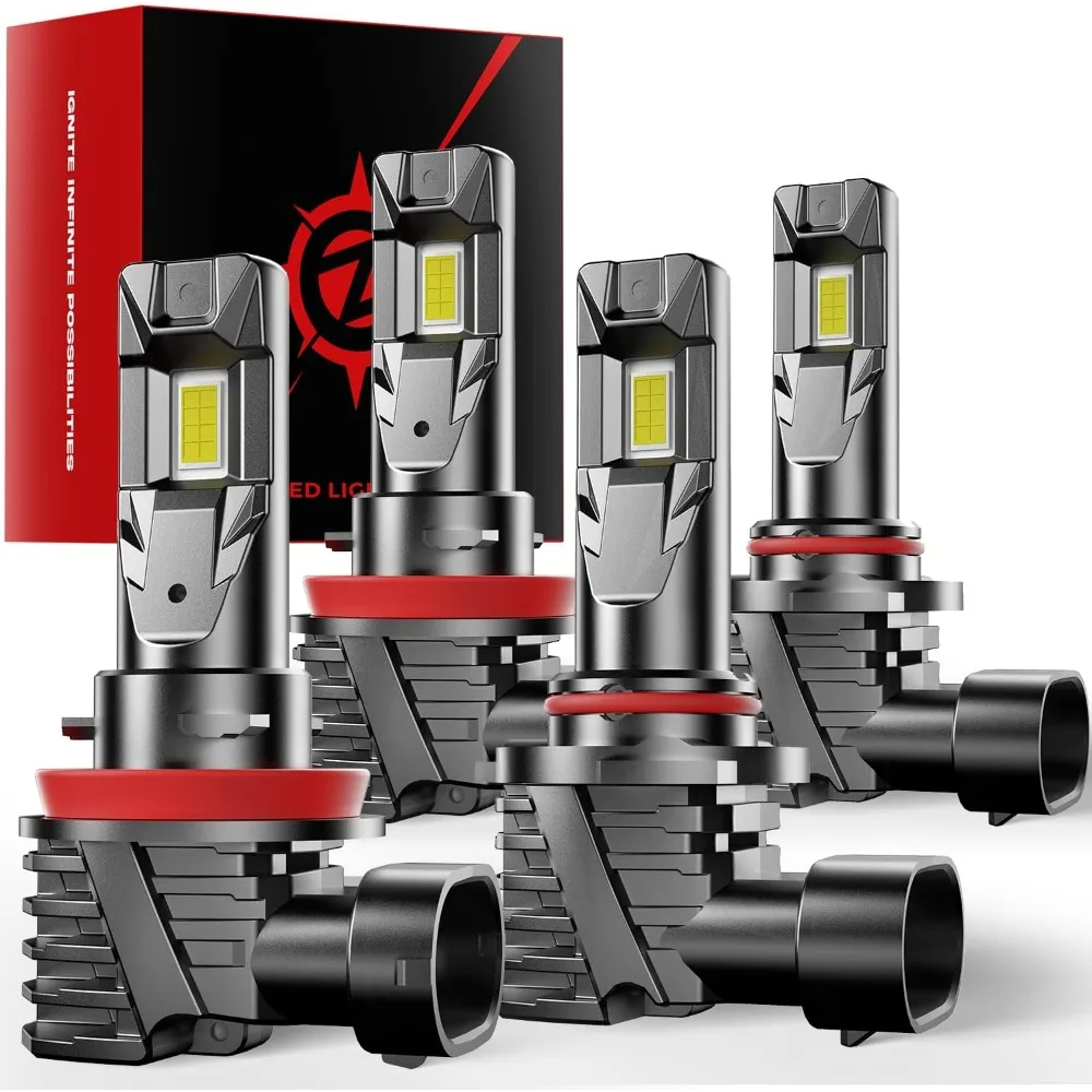

[2025 Upgrade] 90-05/HB3 H11/H8/H9 LED Bulbs Combo, [Brighter & Wider] 48000LM 800% Brighter Real 1:1 Mini Size Design,120W Fanl