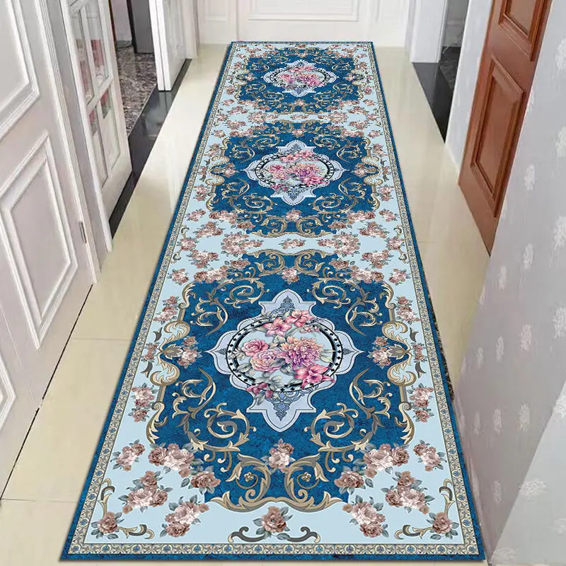 

European Style Long Corridor Carpet Runner for Hotel Aisle Stairway Area Rug Lobby Entryway Floor Mats Wedding Customizable