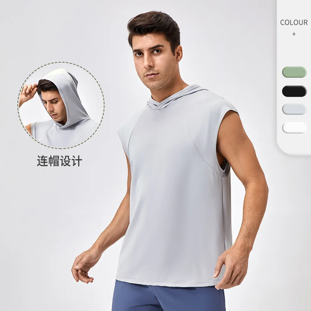 

Men's broad shoulder Fitness Vest,Loose fitting Hooded Quick-Drying moisture absorption Basketball Training Running Top