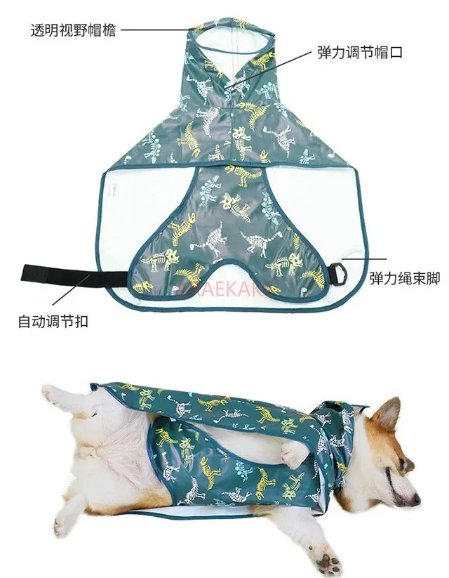 Dog raincoat waterproof clothes Teddy Chai dog corgi small dog medium-sized dog rain supplies cape full bag rain cape - view 4