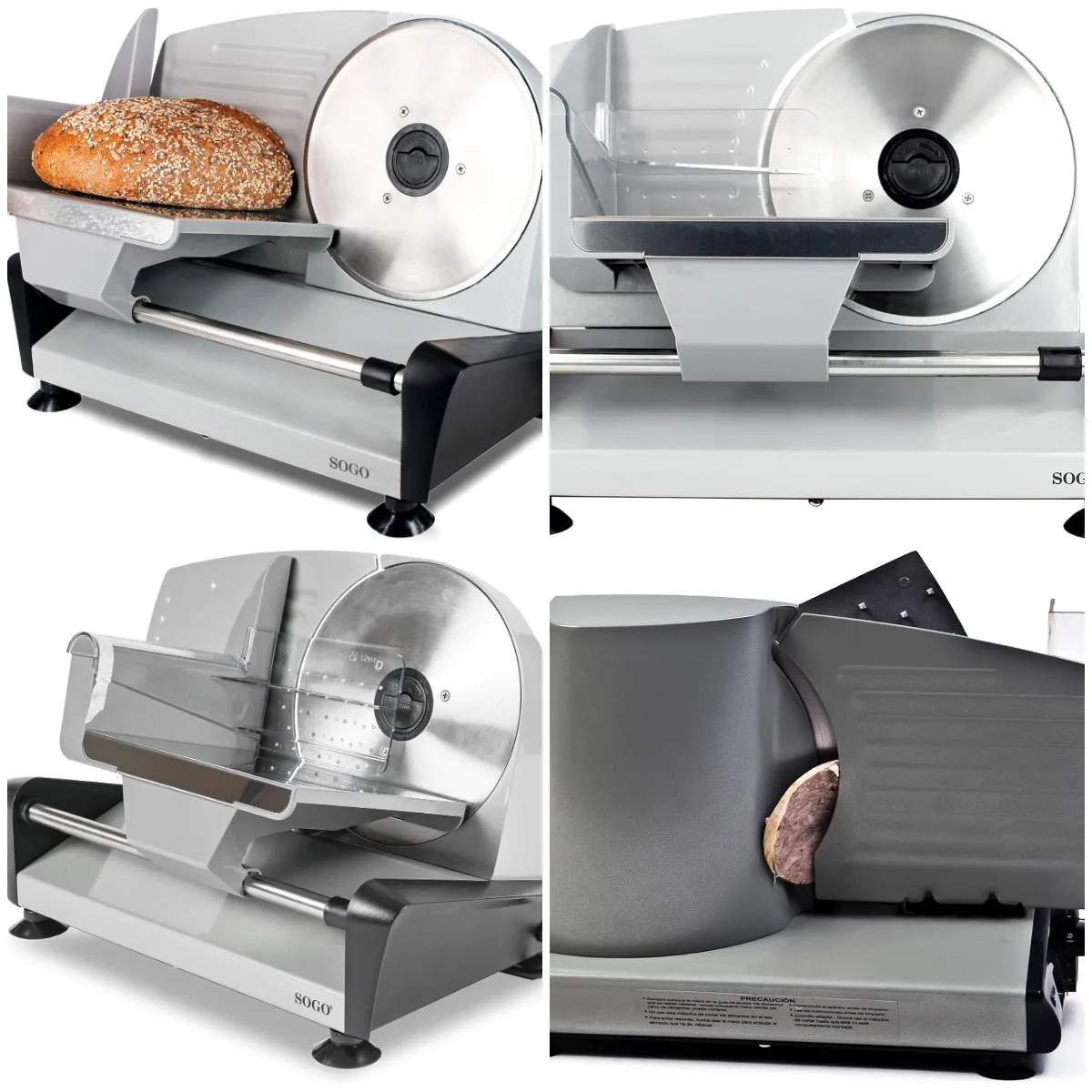 Cortadora de carne eléctrica de 150 W, hoja de 190 mm, grosor ajustable de hasta 15 mm, fácil de limpiar, segura para el hogar y el negocio