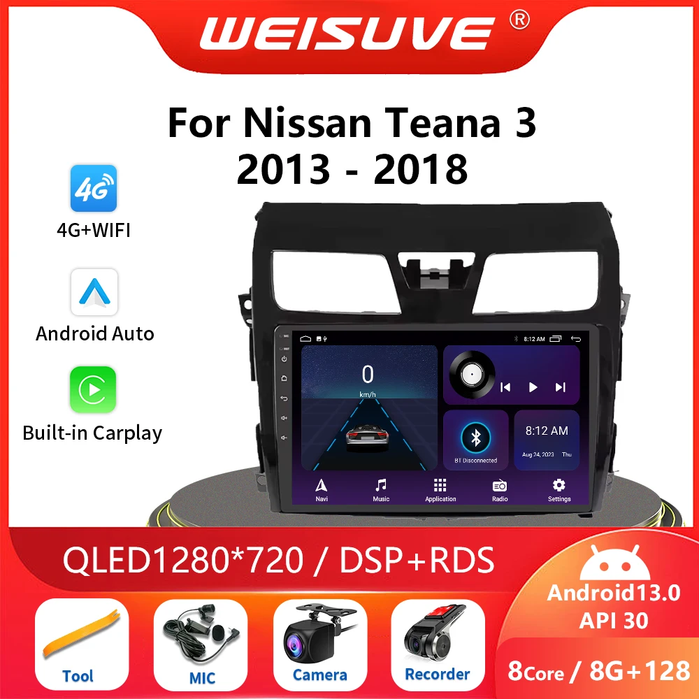 

2din Android 13 For Nissan Teana 3 Altima 2013-2018 Auto 4G Carplay Multimedia Video Player DSP GPS Radio Navigation WIFI BT DVD