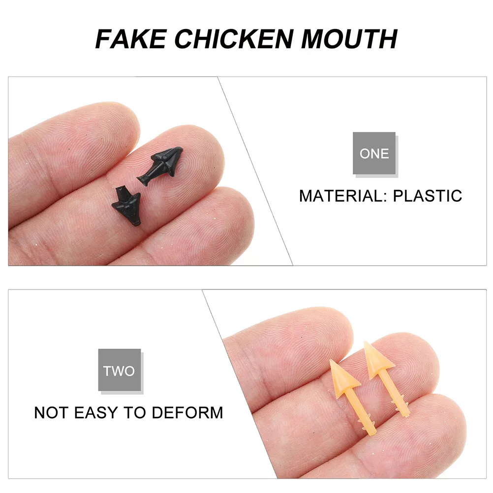 

140pcs Duckbill Plug-in Crafts Chick Beaks Small Chicken Accessory for Kids Bird Crafting Plastic Toy Mouth Inserts DIY Gifts