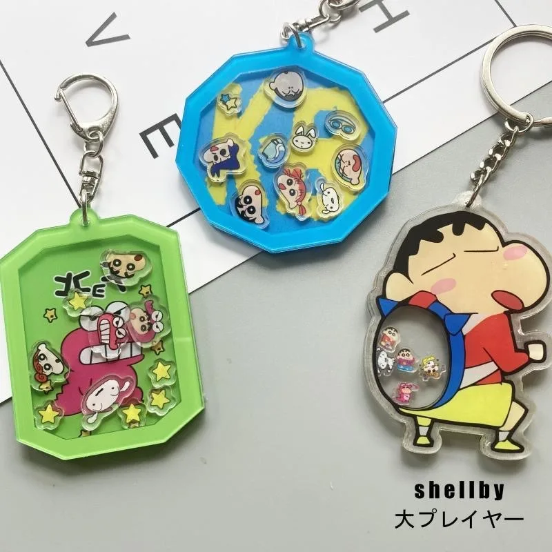 

Cute Crayon ShinChans Adjustable Keychain Eating Cookies Keychain Schoolbag Pendant Decoration Toys Keyring Kids Birthday Gifts
