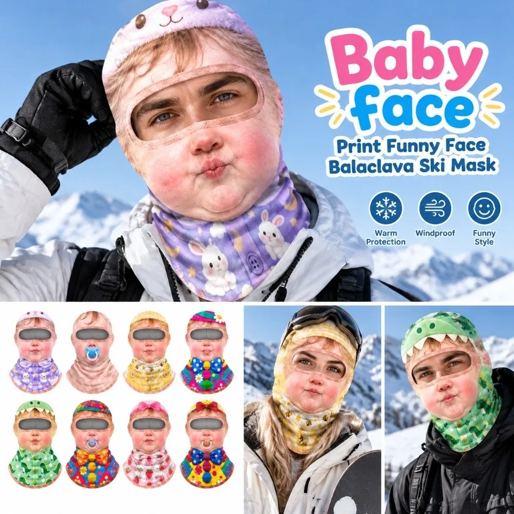3D Face Printed Old Man Balaclava Face Mask Full Coverage Breathable Eye Hole Funny Ski Mask Stretch Elastic Winter Mask Cover