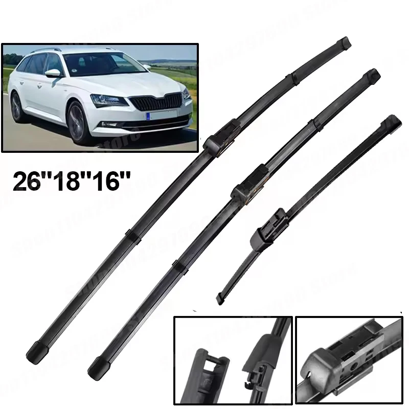 

Wiper LHD Front & Rear Wiper Blades Set For Skoda Superb B8 Combi 2015 - 2023 Windshield Windscreen Window 26"18"16"