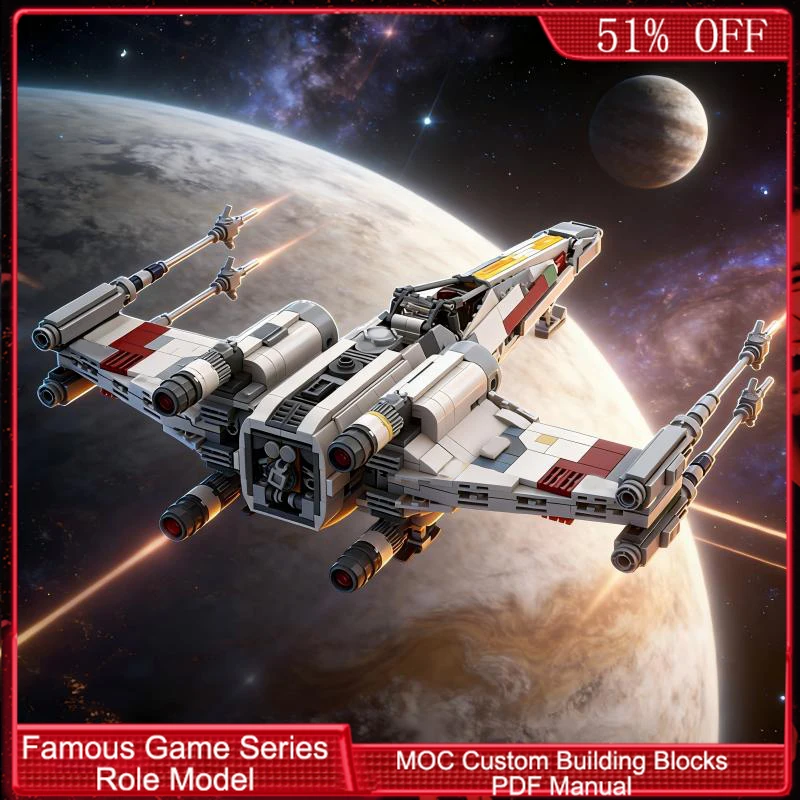 

1009 PCS Warplane T-65Starfighter(Red5)2023edition! MOC Customize Modular Building Block Model Design DIY Boy Assembly Toy Gift