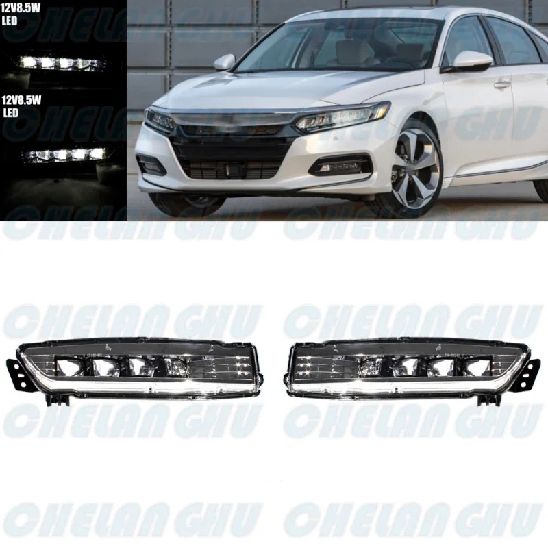 

For Honda Accord 2018 2019 2020 Car accessories 1 Pair LED DRL Daytime Running Light Front Bumper Fog Lights Lamp