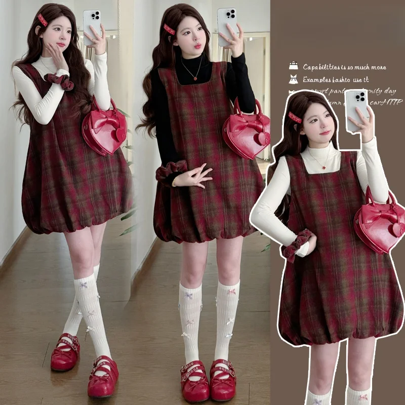 

Новинка! Зимний комплект Materni Dr: платье с цветочным принтом и юбка больших размеров, скрывающая недостатки фигуры, омолаживающая, комфортная, повседневная, в корейском стиле.