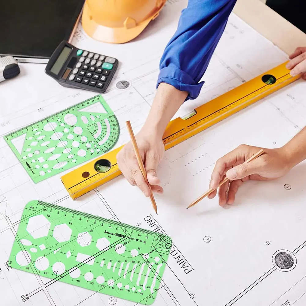 

6pcs geometry drawing measurement template, multifunctional geometry ruler template quilting painting art architecture template