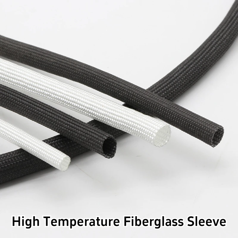 1/2/5/10M High Temperature Braided Fiberglass Sleeve ID 1mm~40 mm Chemical Glass Fiber Tube Fiberglass Cable Sleeving -30℃~ 600℃