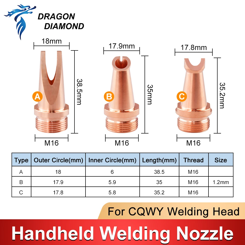 Original Laser Welding Nozzle Copper Hand-held Head Thread M16 Type A-H Cutting Nozzle For CQWY Handheld Welding Machine