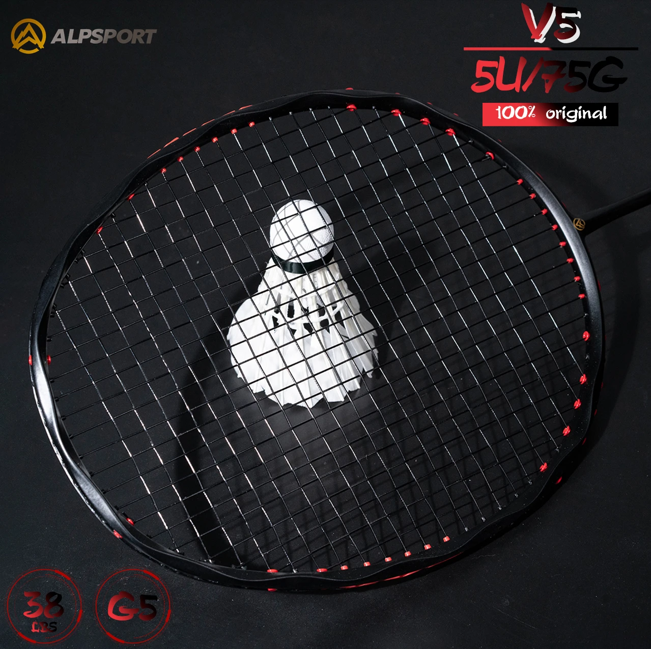 Alpsport V5 PRO 2PCS/Lot 5U new wave frame full carbon fiber Badminton Racket  With strings and grips Imported Outdoor Sports