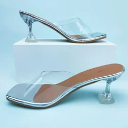 Luxury Women High Heels PVC Crystal Heel Transparent Women Sexy Clear High Heels Sandals Plus Size Zapatos De Mujer 2024