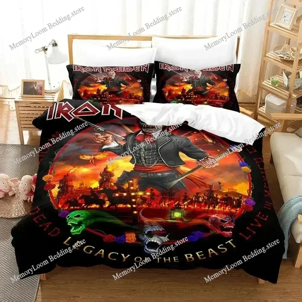 3D Iron Heavy Metal Maidens Bedding Set Polyester Quilt Cover Pillowcase Comforter King Queen Size Boys Adult Duvet Cover Set