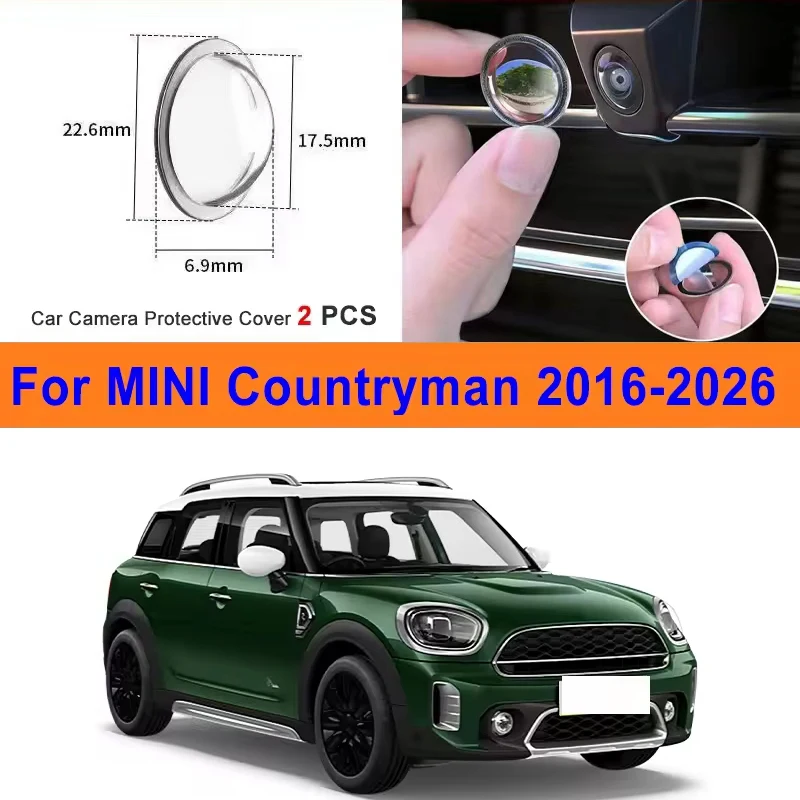 2Pcs For MINI Countryman 2016-2026 PC Lens Protector Stickers 360 Reverse Image Car Camera Cover Anti-Scratch