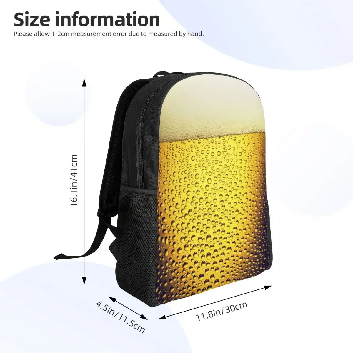 Custom Beer Realistic Bubbles Foam Backpacks Women Men Casual Bookbag for School College Drinking Lover Bags