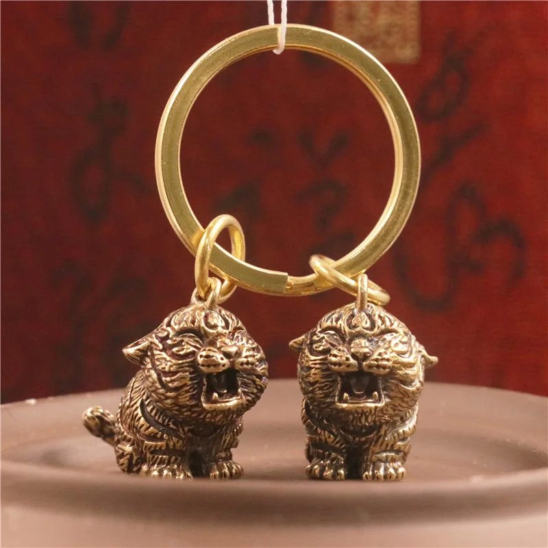 Hot Sale Metal Brass Tiger Key Chains DIY Hangings Jewelry Accessories Animal Figurines