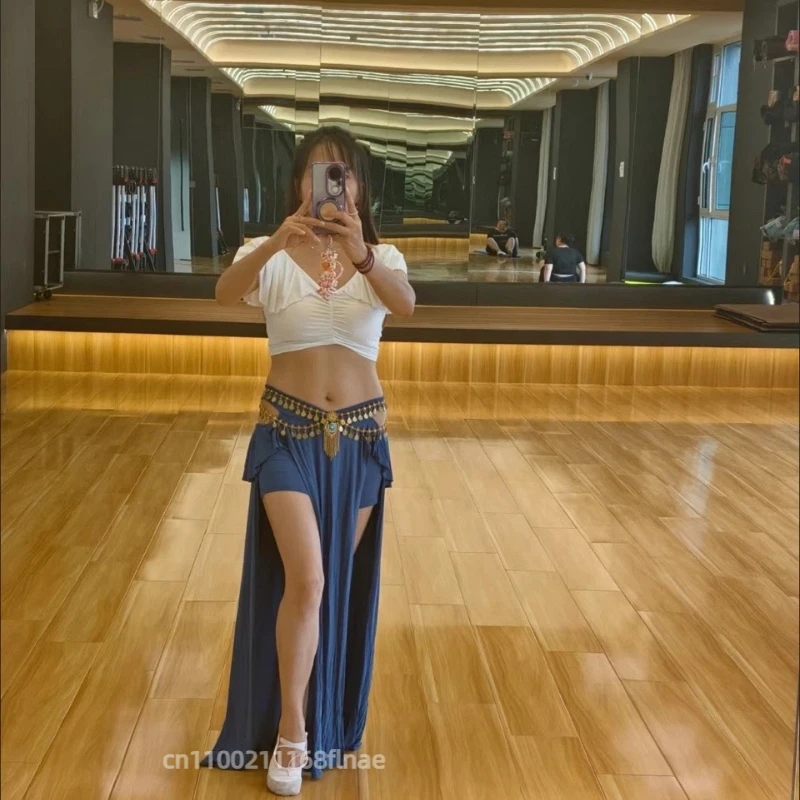 New Belly Dance Training Outfit Sexy Top with Long Skirt Plus Size Belly Dance Performance Set Top and Skirt for Women