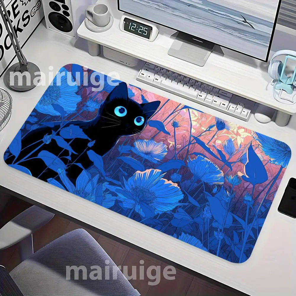 Kawaii Cat Themed Mouse Pad Large Computer Office Game Table Mat XXL Rubber Anti-slip Stitched Edge Keyboard Mats Long Desk Pads