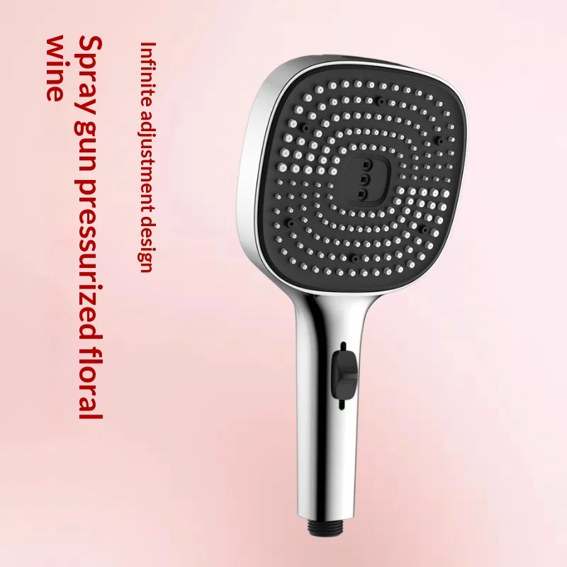 Large Panel Square Handheld Shower Head, 4-Speed Spray Gun Square Shower Nozzle