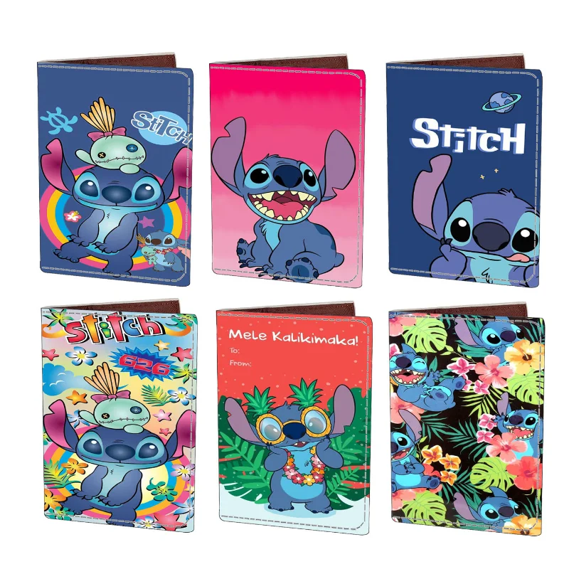 Disney Stitch Passport Storage Bag Fashion PU Leather Travel Passport Holder Wallet Portable Document Passport Protective Clip