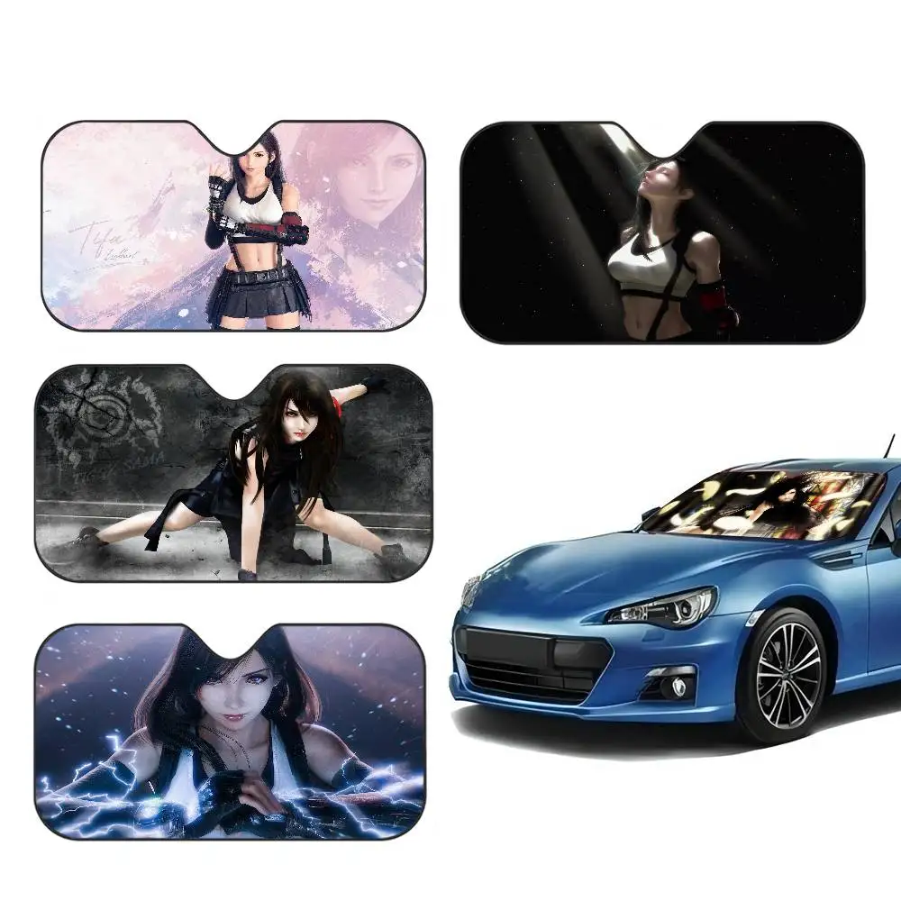 Hot selling FINAL FANTASY VII Tifa Lockhart Sexy girl game Front Window Sunshade for Most Sedans Uv Rays Keep Your Vehicle Cool