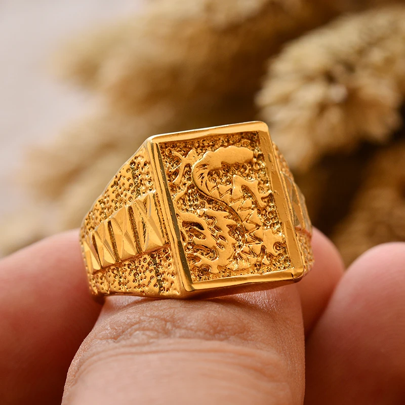 Dubai Gold Color Ring for Man Women  Arab Ring Copper Jewelry Middle Eastern Israel/Iraq/Oman Ring Gift