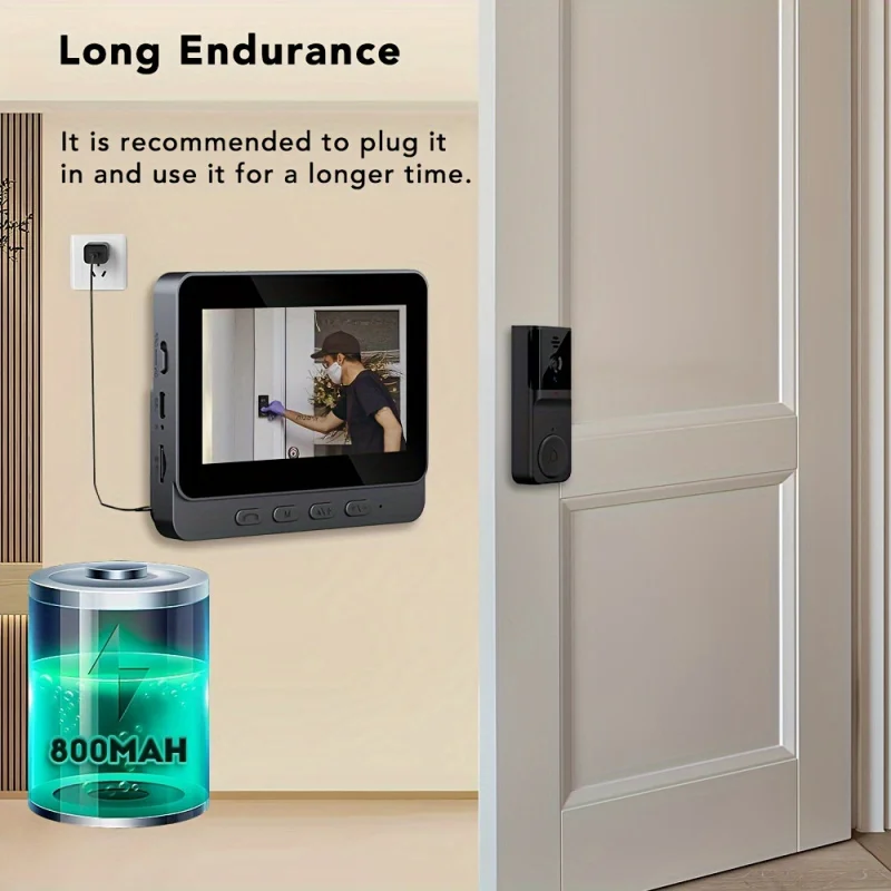 2.4G Wireless Smart Home Visual Intercom Doorbell With HD Video Monitor Night Vision Two-Way Audio Wall-Mounted For Villa Office