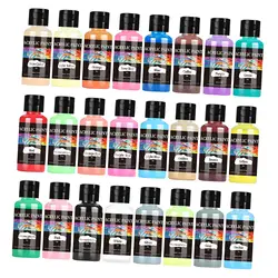 24Pcs Acrylic Leather Paint Set Waterproof Artists DIY Art Craft Project Shoes Paint Kit for Car Seat Purse Canvas Couch Jackets