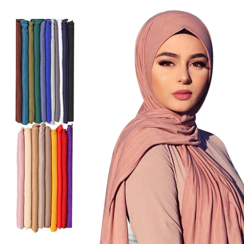 

Multicolor Soft Women Modal Cotton Jersey Hijab Ramadan Plain Long Turban Scarf Shawls Islamic Ladies Headscarf Bandana