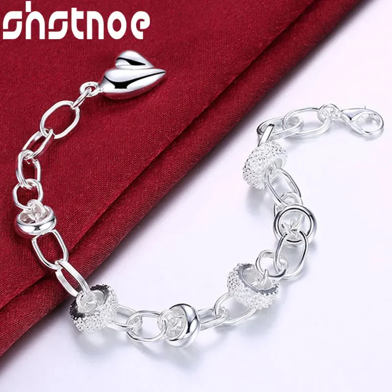 

SHSTONE 925 Sterling Silver Heart Love Bracelet For Women Hand Chain Party Wedding Valentines Gift Fashion Bracelets Jewelry