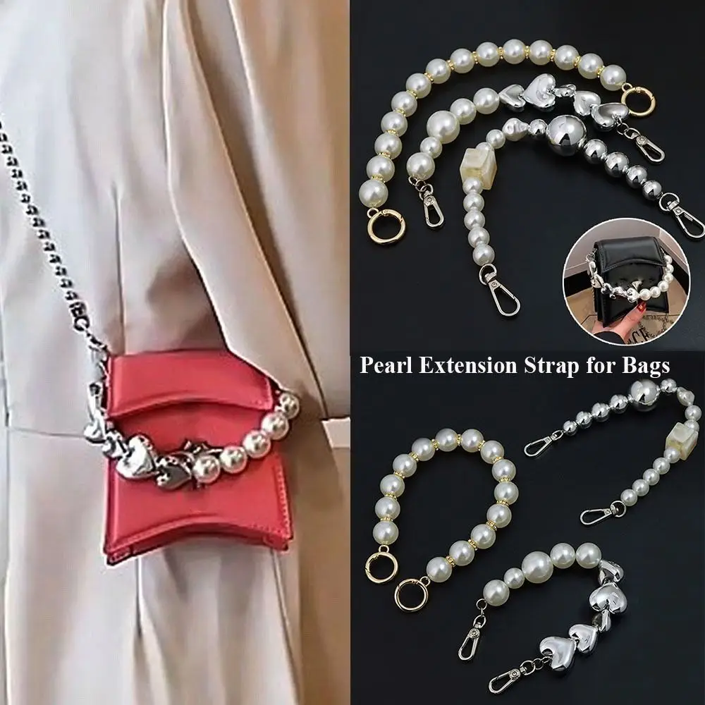 Pearl Extension Strap for Bags Handbag Handles DIY purse Replacement Long Beaded Chain for Shoulder Bag Straps