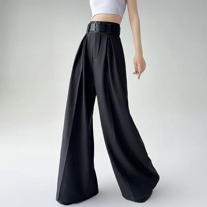Suit Wide-leg Pants Women's Spring Summer 2026 Thin High-waisted Casual Trousers Female Fashion Loose Floor-mopping Pants