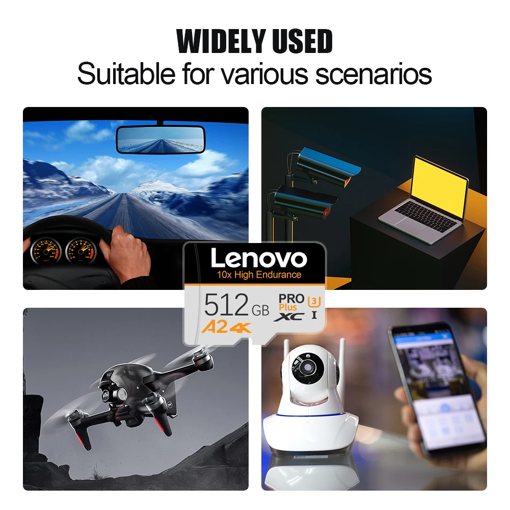 Scheda SD reale Lenovo da 2 TB Mini Micro TF Scheda SD Carte Vedio da 128 GB Scheda di memoria Flasd ad alta velocità da 512 GB Class10 per PC/telefono/fotocamera