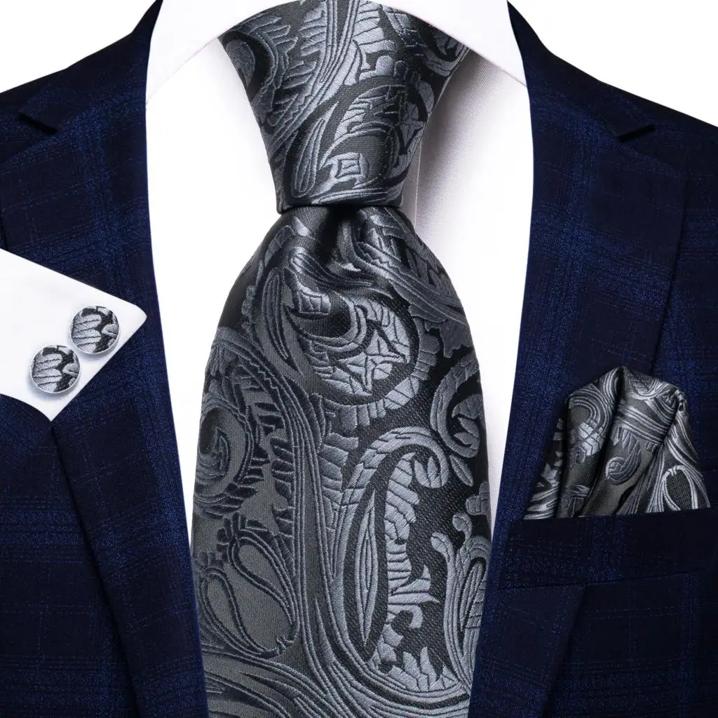 Corbata de seda sólida para hombre, de Cachemira mancuerna gris para boda, regalo, corbata de moda, fiesta de negocios, diseño de hi-tie