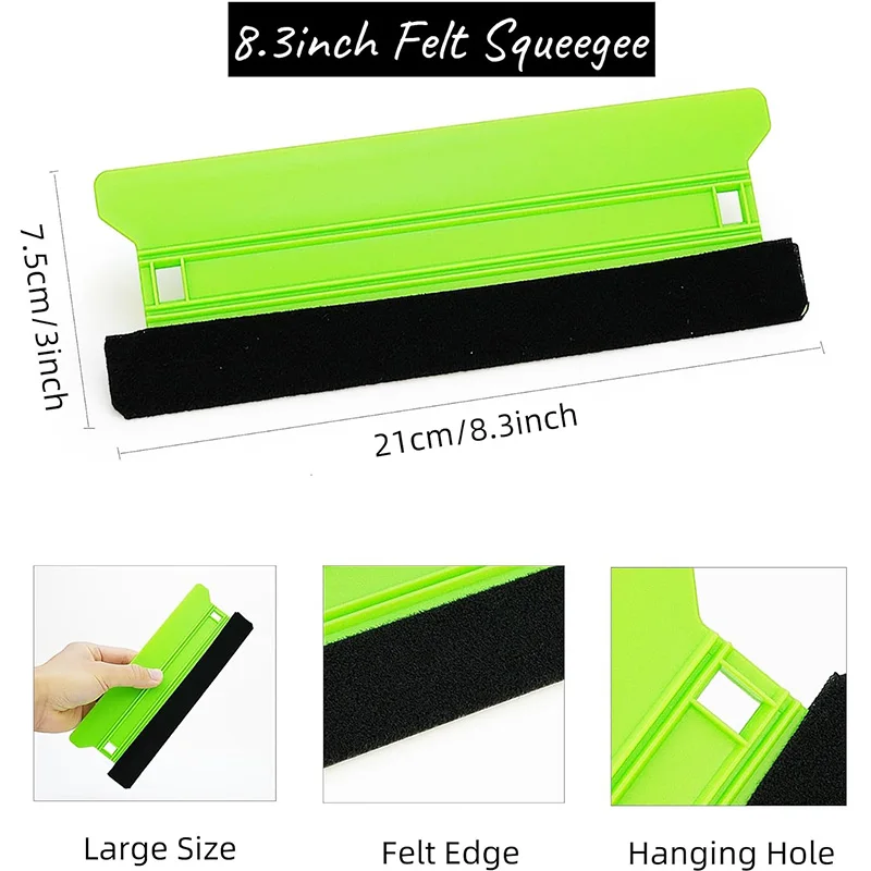 Plastic Felt Squeegee Kit for Vinyl Wrap Window Tint Wallpaper Smoother 8in 4in Vinyl Scraper for Car Film Decals Art Knife