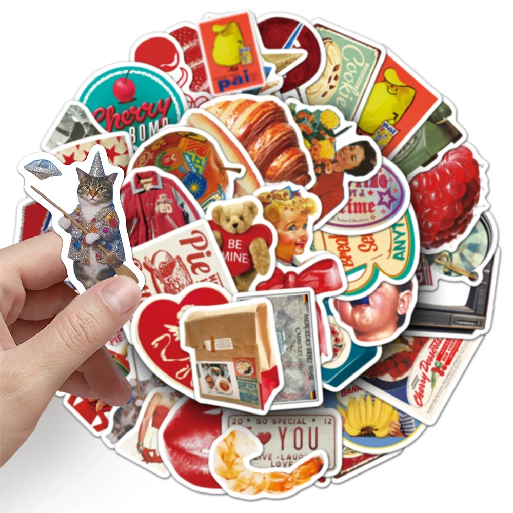 

10/30/50pcs American Style Vintage Graffiti Stickers Retro Aesthetic Sticker Decoration Suitcase Phone Notebook Bike Decals Pack