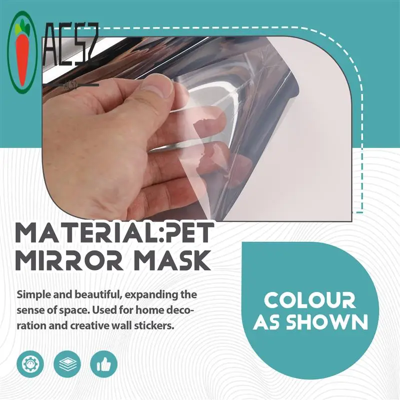 AC52-Mirror Wall Sticker Rectangle Self Adhesive Room Decor High Quality Furniture Films Mirror Foil 50X50cm