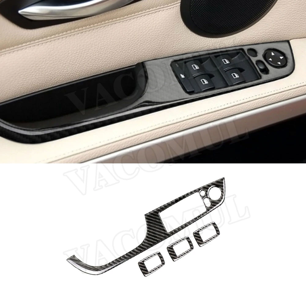 

Carbon Fiber Interior Trim Window Lifter Switch Buttons Decorative Frame Cover Stickers For BMW 3 Series E90 2005-2012