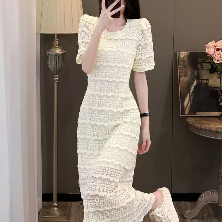 

2025 new high-end European white design temperament dress women's summer 2025 new high-end skirt