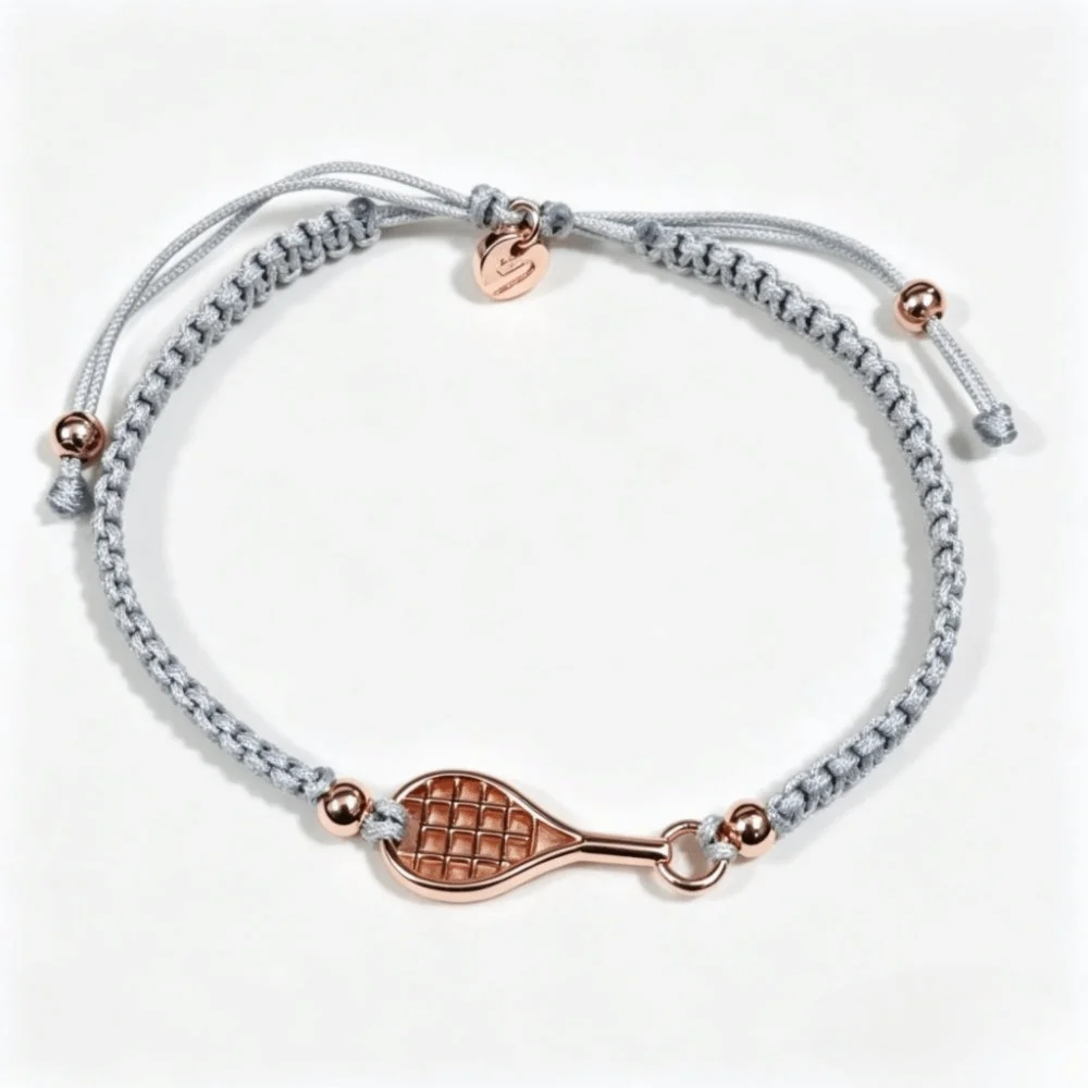 Adjustable Rope Chain Tennis Racket Bracelet Handwoven Lightweight Design Racket Charm Bracelet Copper Material Vintage Style