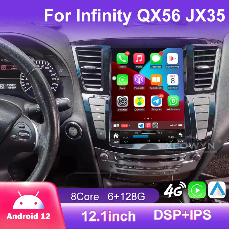 Android12 Radio Stereo receiver For Infiniti JX35 QX60 2012 2013-2019 carplay Car Autoradio GPS Navigation Multimedia player