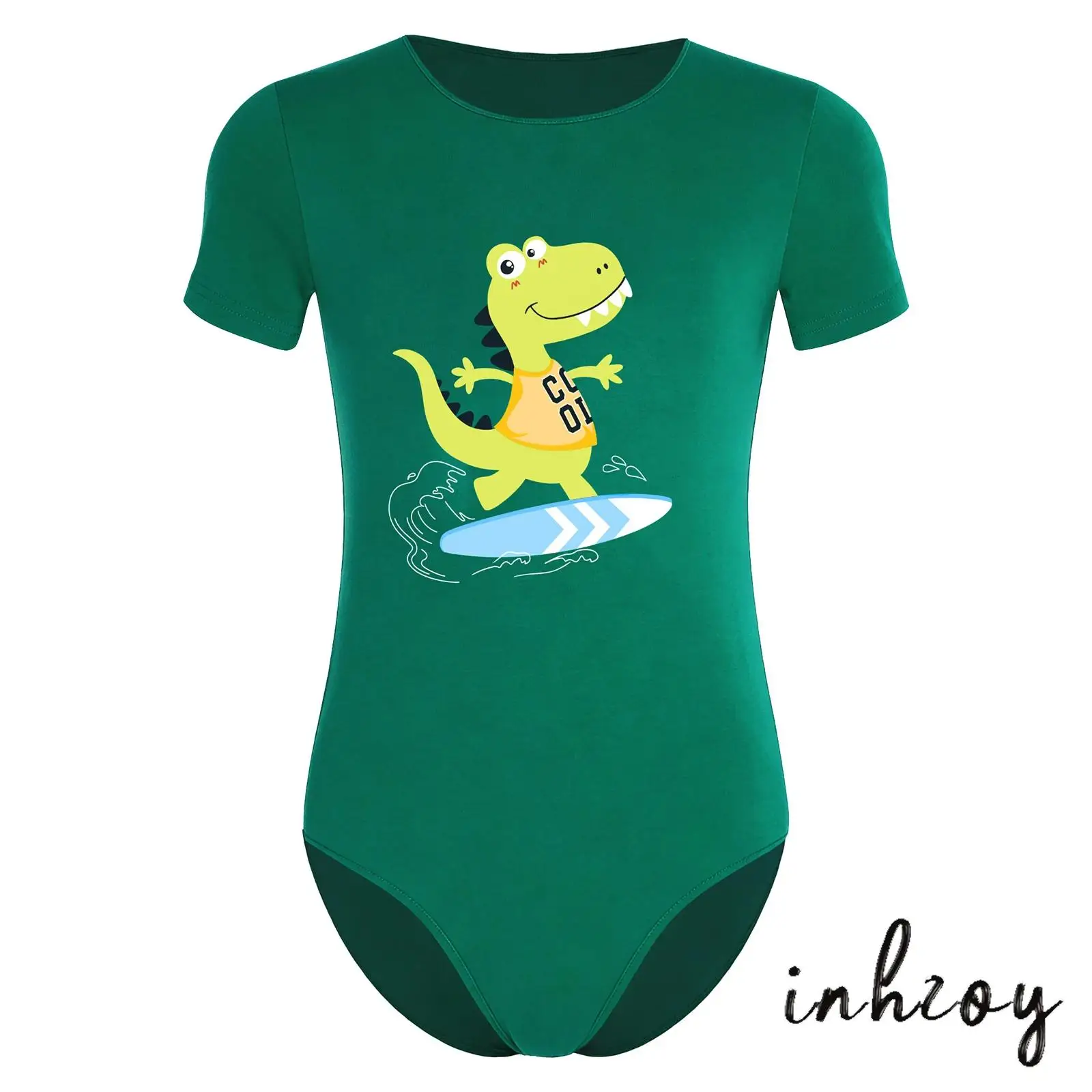 

Mens Casual Bodysuit Pajamas Cartoon Dinosaur Print Short Sleeve Buttoned Crotch One-piece Leotard Jumpsuit Loungewear Nightwear