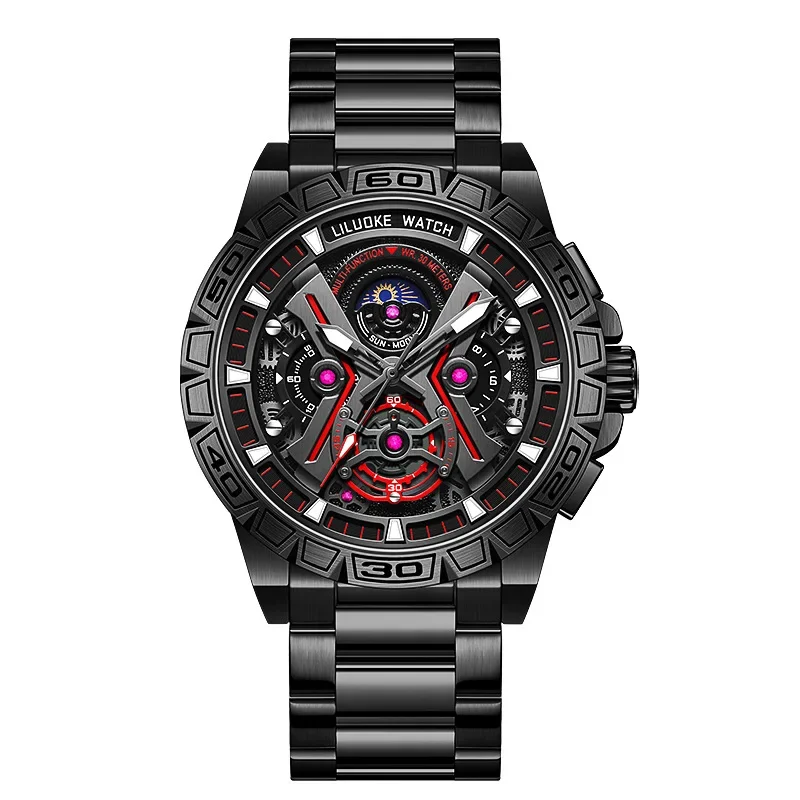 SVJ Luxury Limited Men's Watch Three-dimensional Hollow Waterproof Luminous Multifunctional Quartz Watch Men's