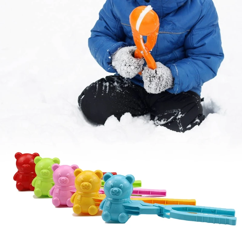 ZK20 Children Outdoor Winter Snow Sand Mold Tool Bear Shaped Snowball Maker Clip for Snowball Fight Outdoor Fun Sports Toys