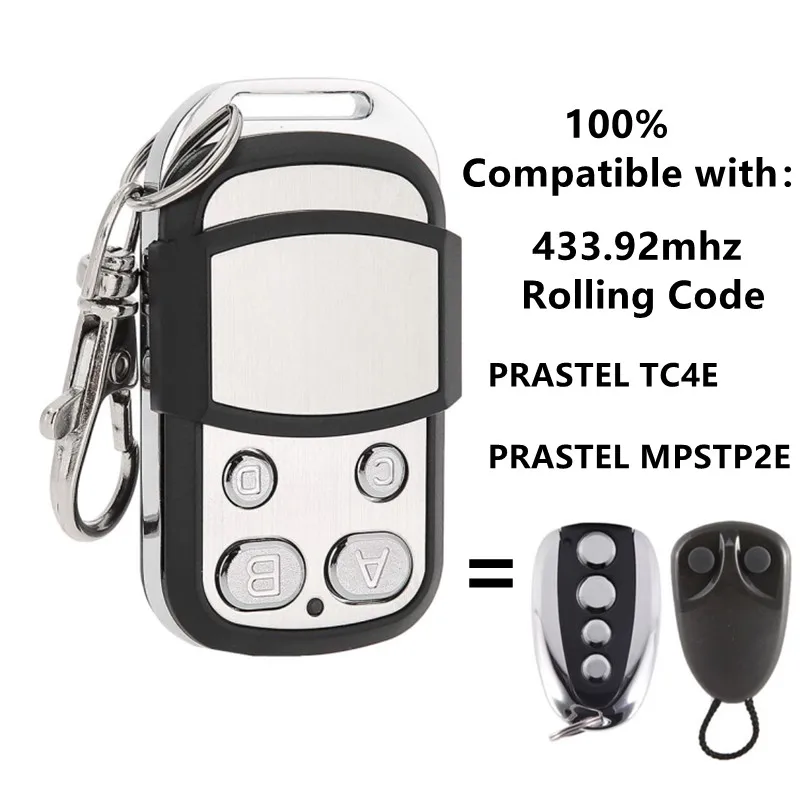 PRASTEL 433MHz Remote Control TC4E MPSTP2E Garage Gate Door Opener 433.92 MHz Rolling Code