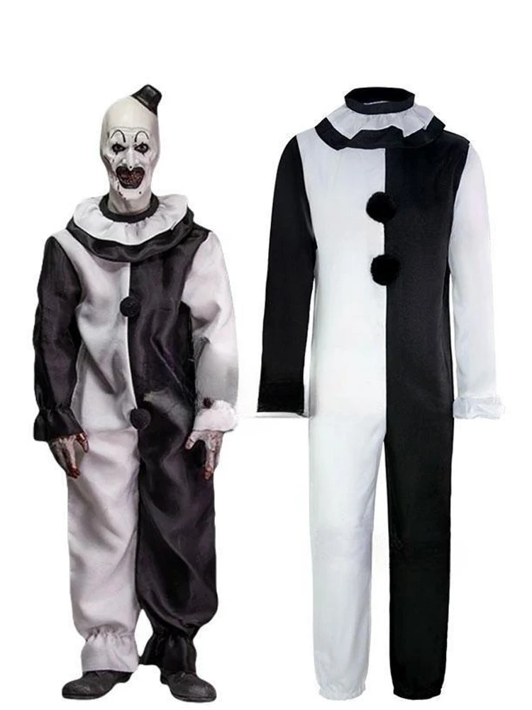 Art The Clown Cosplay Movie Terrifier 2 Art The Clown Cosplay Costume Jumpsuit Mask Halloween Costumes Mask for Men Women — 2