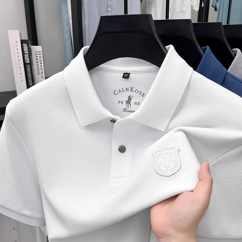 100%cotton men's short sleeve polo shirt high-end brand badge embroidery new summer comfort casual business fashion Paul T-shirt